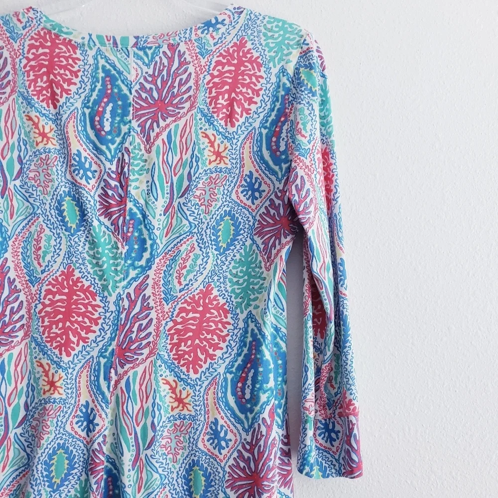 Lilly Pulitzer Christi Mini Dress Let Minnow  3/4 Sleeve